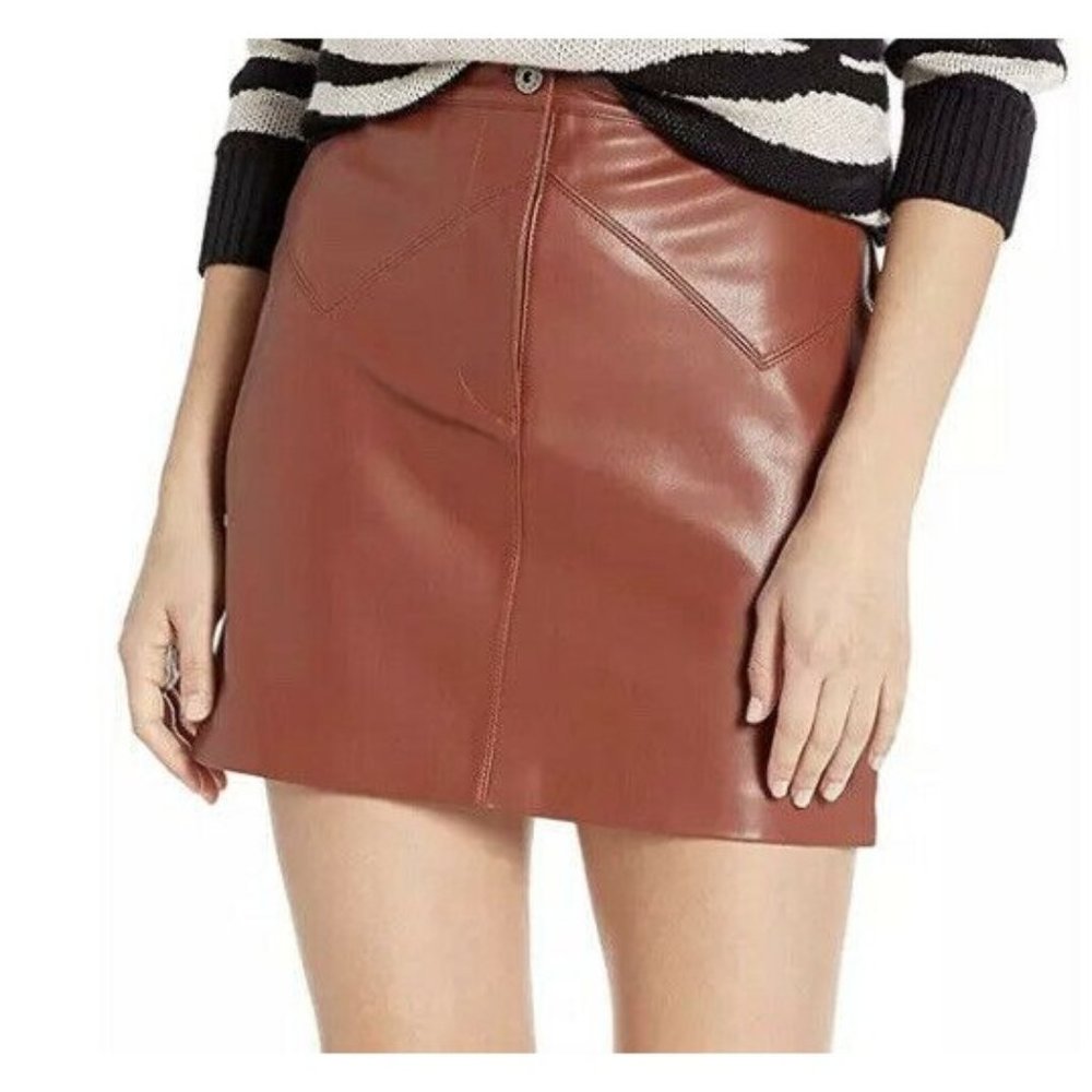 BB Dakota Women’s Keep Livin' Vegan Leather Mini Skirt, Rust, 10